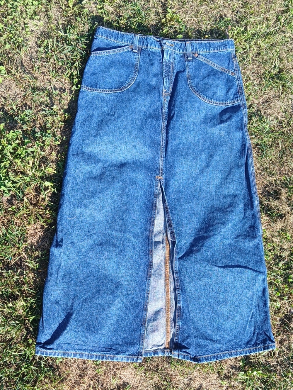 Vintage 90s Polo Ralph Lauren Maxi Jean Skirt Denim A Line